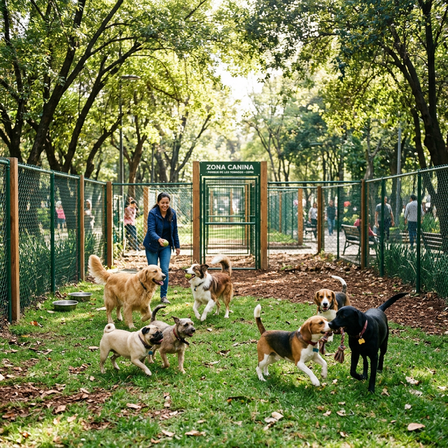 Área canina segura y enrejada en Parque de los Venados