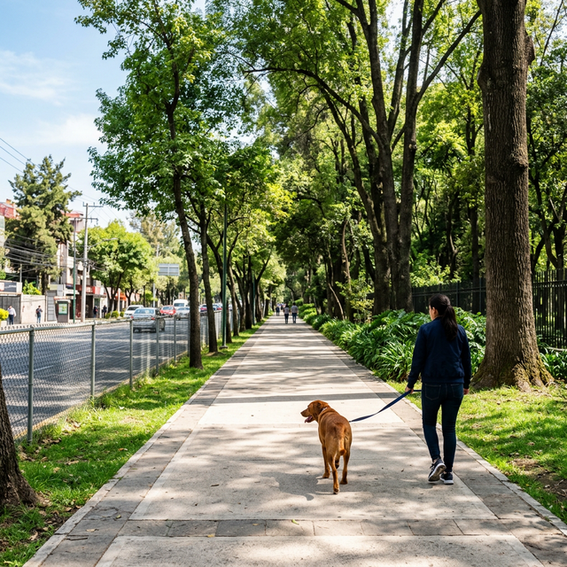 Circuito exterior de Viveros de Coyoacán ideal para paseos con correa